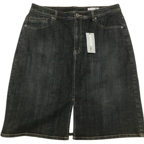 NWT Women's Chico's Platinum Denim Straight Dark Wash Skirt Size 2.5 (14) - Picture 1 of 9